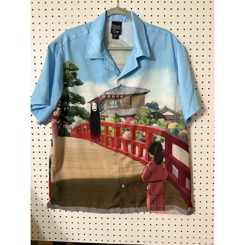 Studio Ghibli Spirited Away Bathhouse Bridge Woven Button-Up L